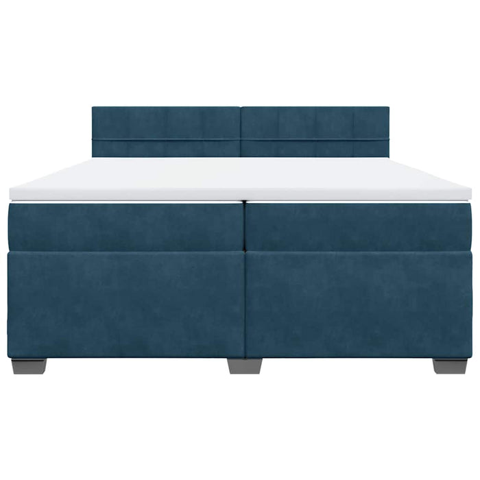 Pat box spring cu saltea, albastru, 200x200 cm, catifea - WALTI WALTI