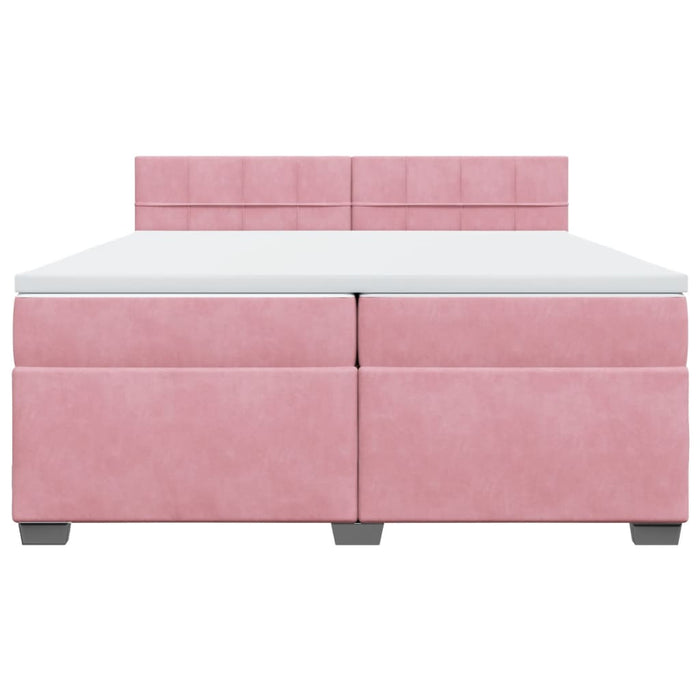 Pat box spring cu saltea, roz, 200x200 cm, catifea - WALTI WALTI