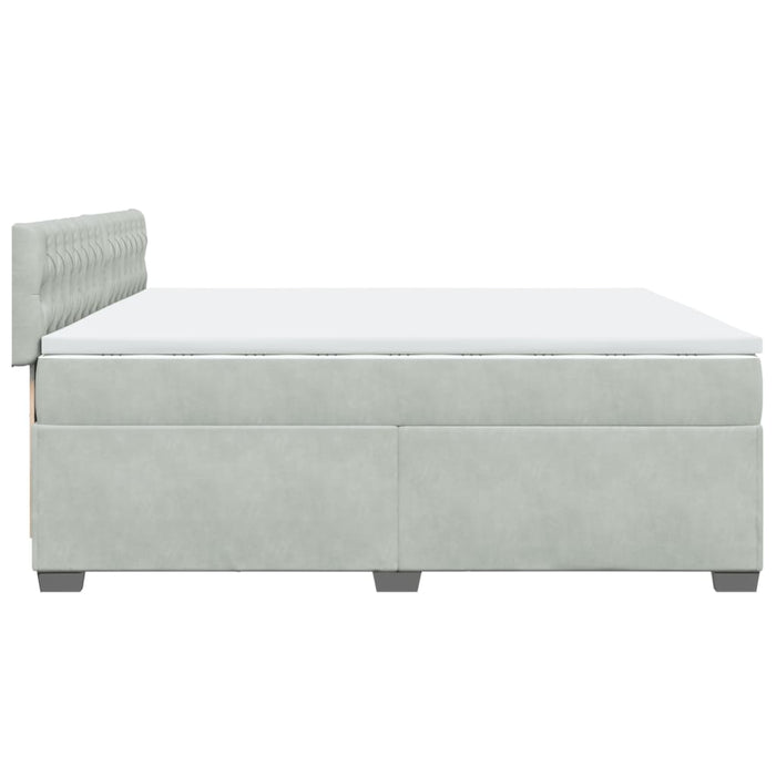 Pat box spring cu saltea, gri deschis, 200x200 cm, catifea - WALTI WALTI