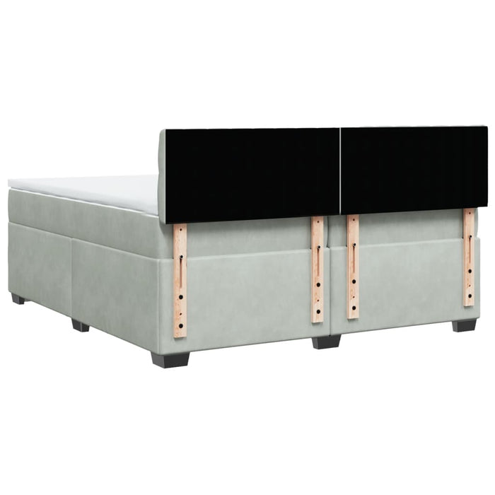 Pat box spring cu saltea, gri deschis, 200x200 cm, catifea - WALTI WALTI