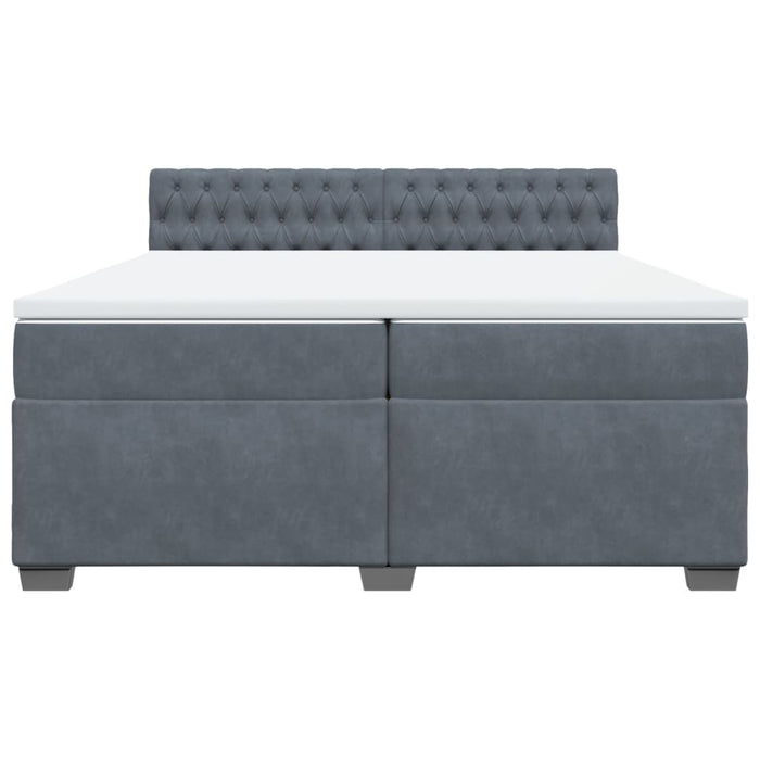 Pat box spring cu saltea, gri închis, 200x200 cm, catifea WALTI