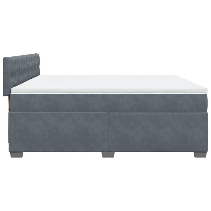 Pat box spring cu saltea, gri închis, 200x200 cm, catifea WALTI