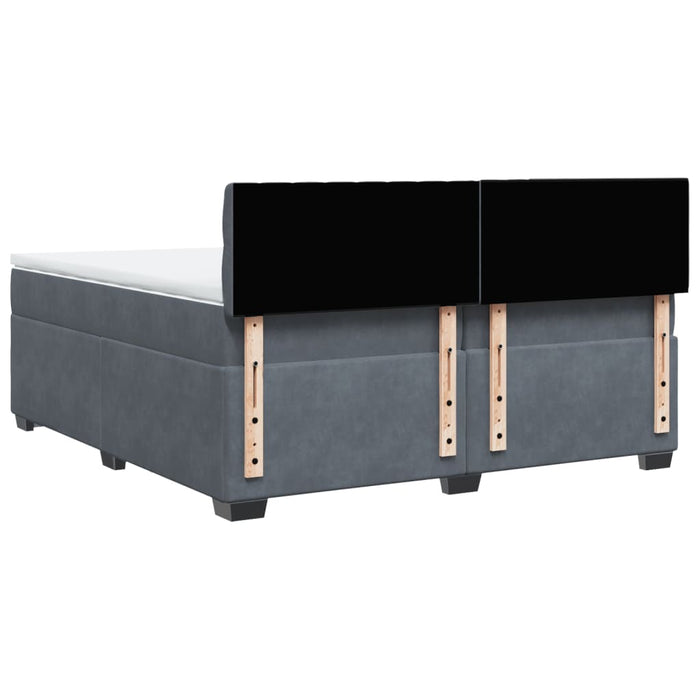 Pat box spring cu saltea, gri închis, 200x200 cm, catifea WALTI