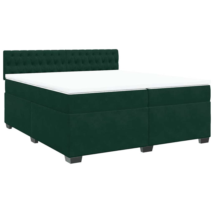 Pat box spring cu saltea, verde închis, 200x200 cm, catifea - WALTI WALTI