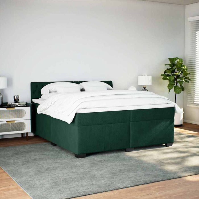 Pat box spring cu saltea, verde închis, 200x200 cm, catifea - WALTI WALTI