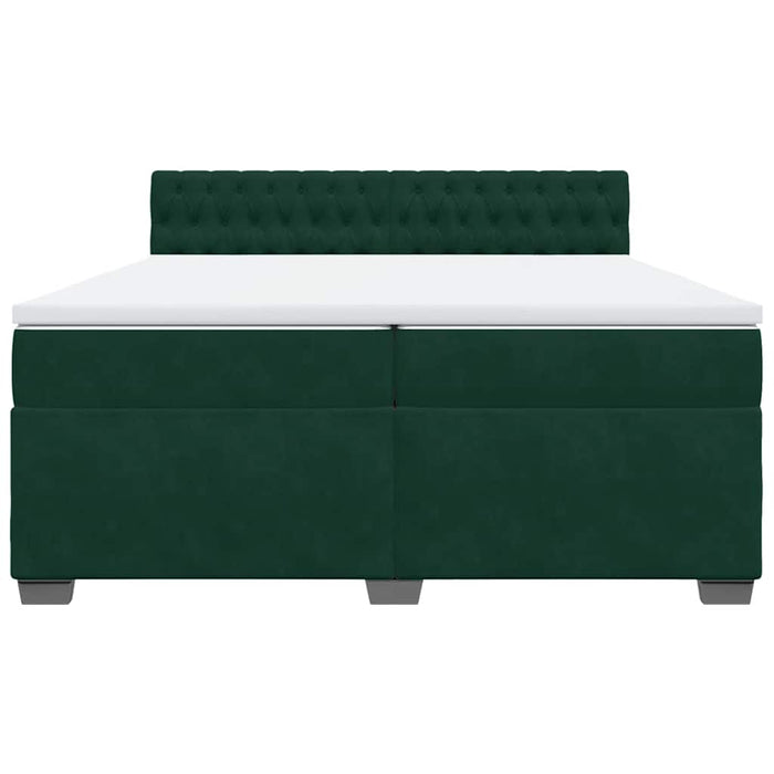Pat box spring cu saltea, verde închis, 200x200 cm, catifea - WALTI WALTI