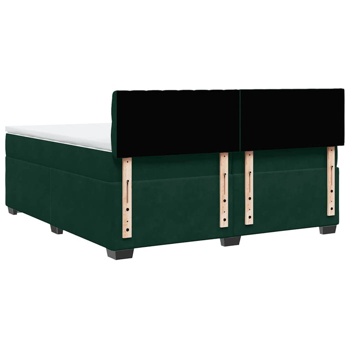 Pat box spring cu saltea, verde închis, 200x200 cm, catifea - WALTI WALTI