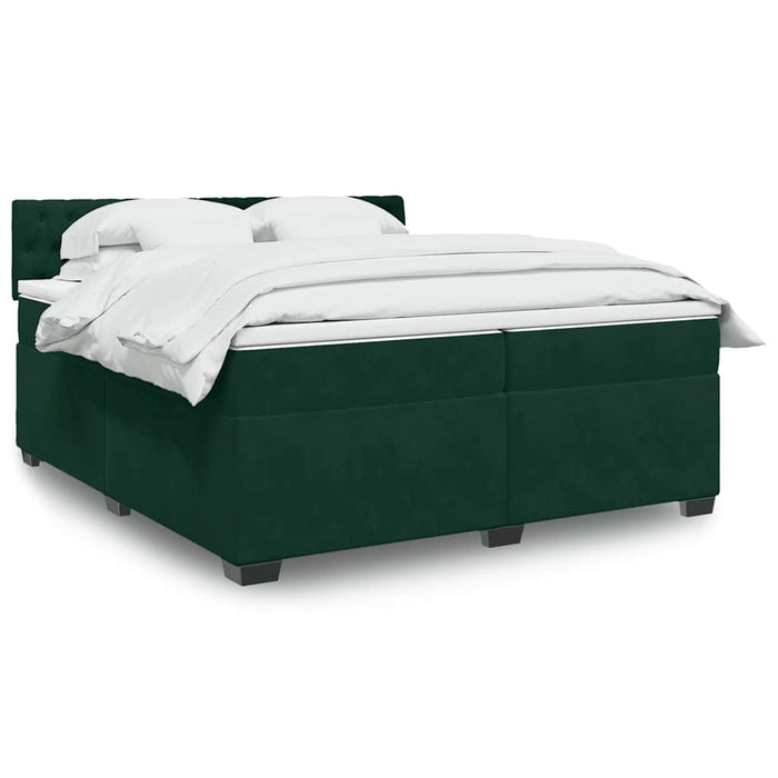 Pat box spring cu saltea, verde închis, 200x200 cm, catifea - WALTI WALTI