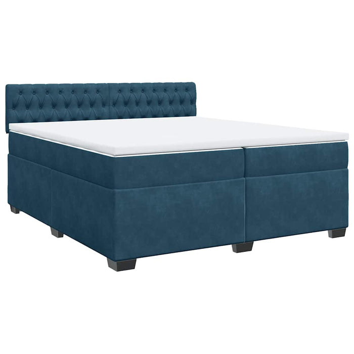 Pat box spring cu saltea, albastru, 200x200 cm, catifea - WALTI WALTI