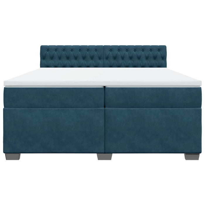Pat box spring cu saltea, albastru, 200x200 cm, catifea - WALTI WALTI