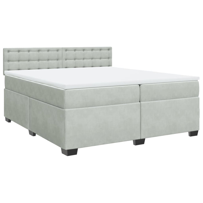 Pat box spring cu saltea, gri deschis, 200x200 cm, catifea - WALTI WALTI