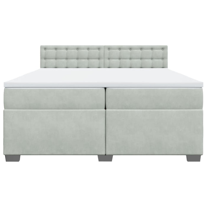 Pat box spring cu saltea, gri deschis, 200x200 cm, catifea - WALTI WALTI