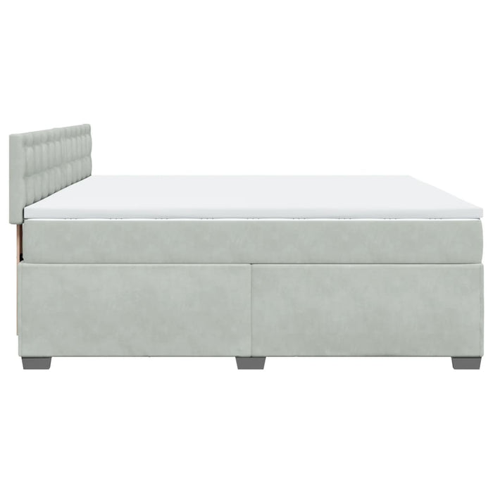 Pat box spring cu saltea, gri deschis, 200x200 cm, catifea - WALTI WALTI