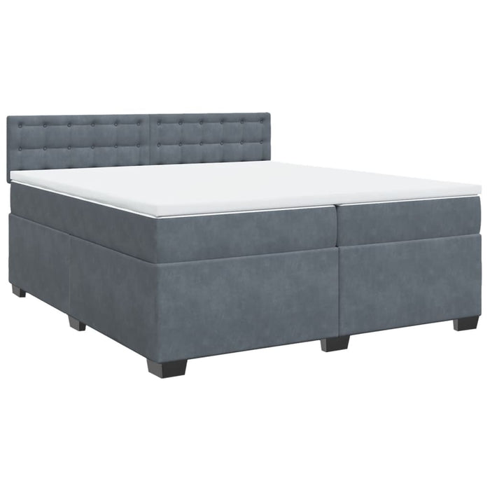 Pat box spring cu saltea, gri închis, 200x200 cm, catifea - WALTI WALTI