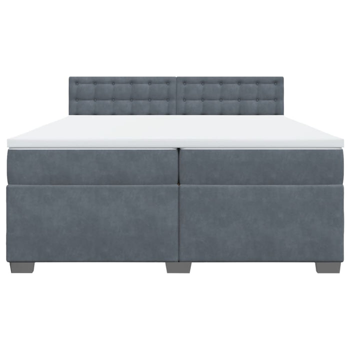 Pat box spring cu saltea, gri închis, 200x200 cm, catifea - WALTI WALTI