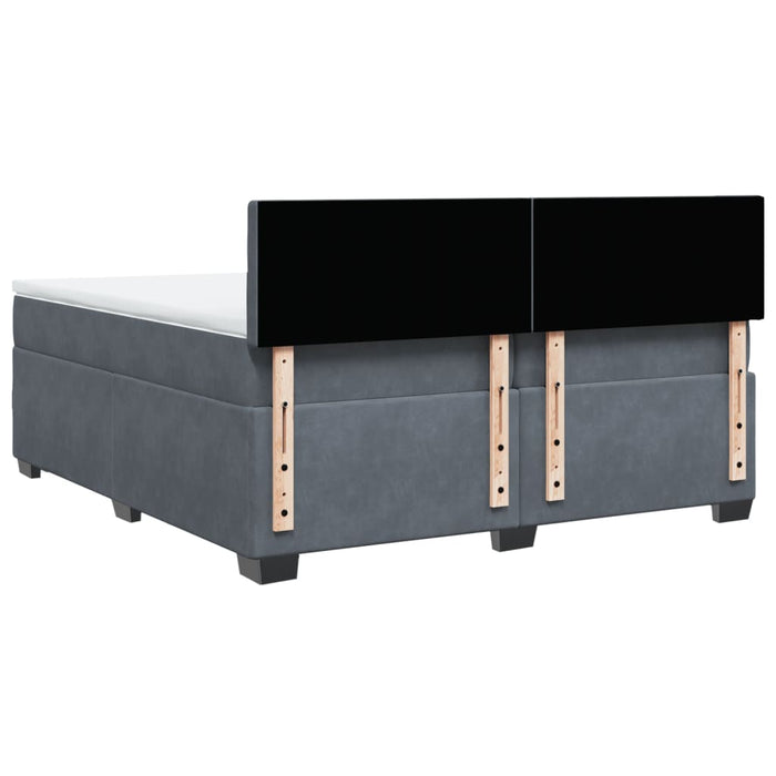Pat box spring cu saltea, gri închis, 200x200 cm, catifea - WALTI WALTI