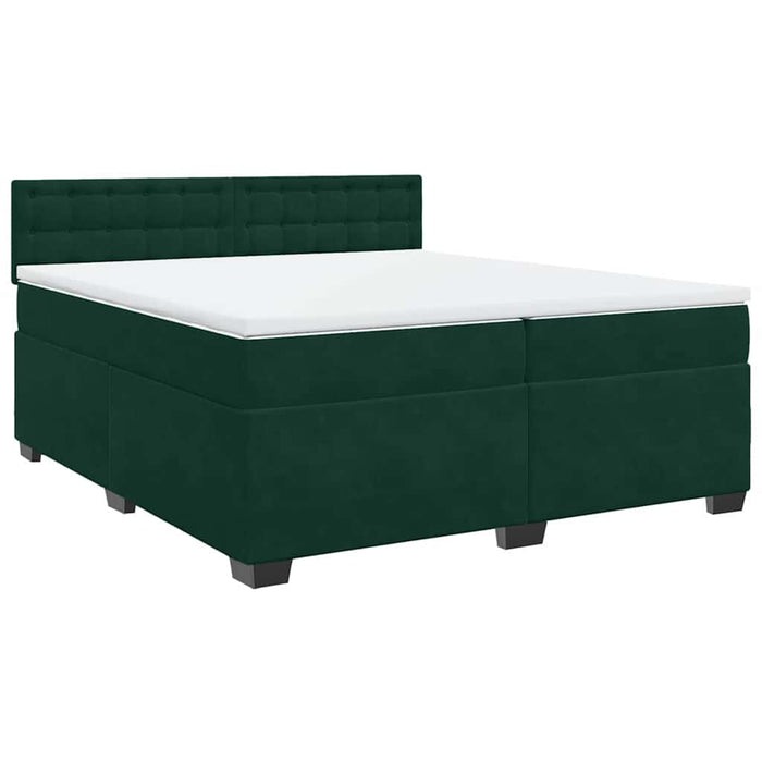 Pat box spring cu saltea, verde închis, 200x200 cm, catifea - WALTI WALTI