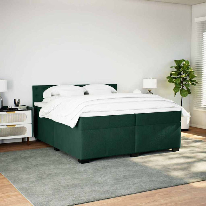 Pat box spring cu saltea, verde închis, 200x200 cm, catifea - WALTI WALTI