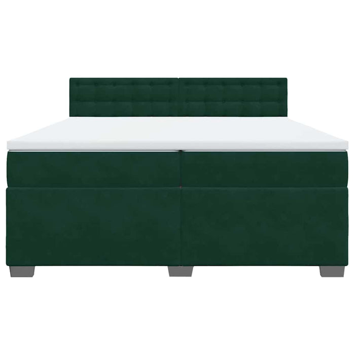 Pat box spring cu saltea, verde închis, 200x200 cm, catifea - WALTI WALTI