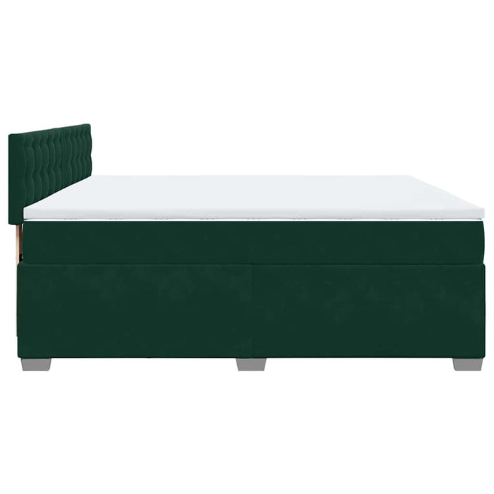 Pat box spring cu saltea, verde închis, 200x200 cm, catifea - WALTI WALTI