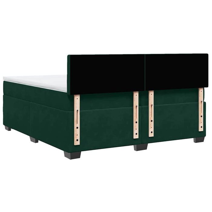 Pat box spring cu saltea, verde închis, 200x200 cm, catifea - WALTI WALTI