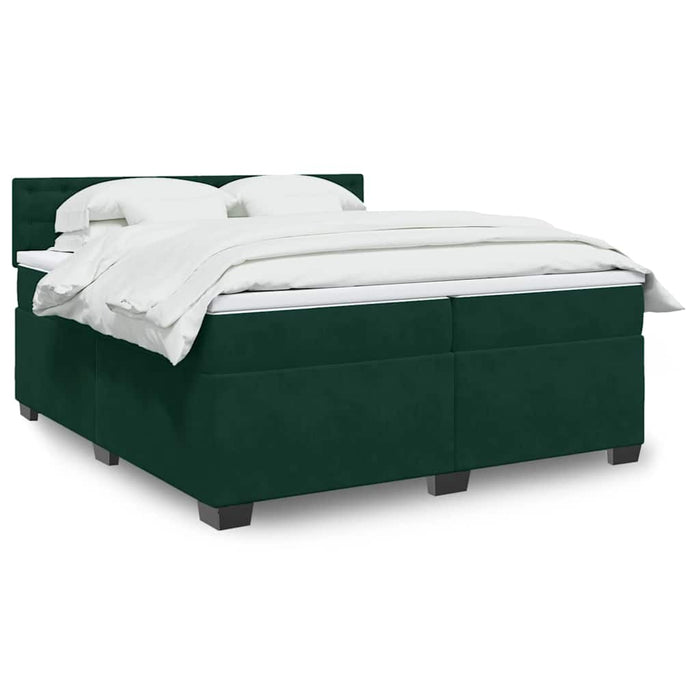 Pat box spring cu saltea, verde închis, 200x200 cm, catifea - WALTI WALTI