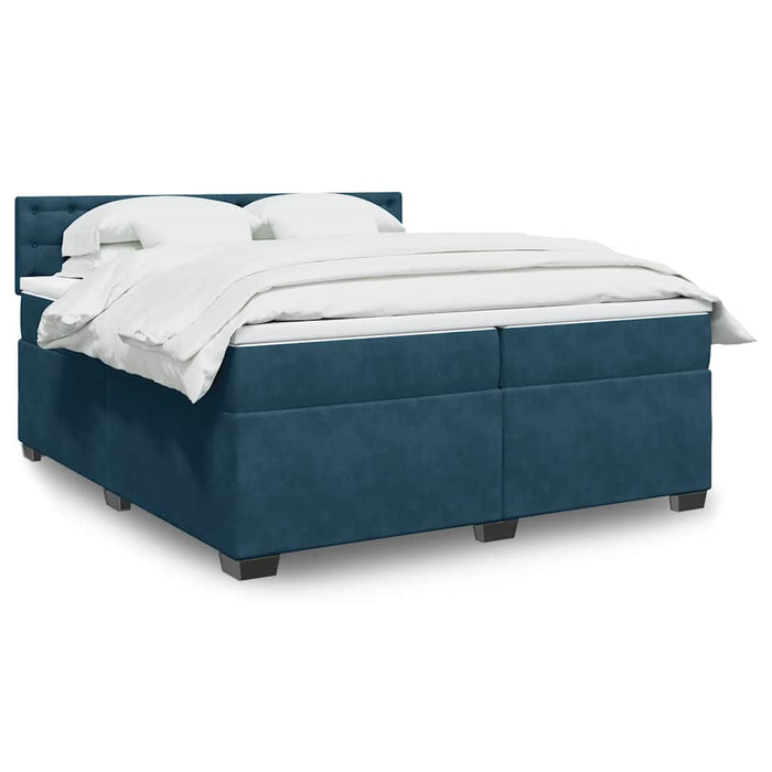 Pat box spring cu saltea, albastru, 200x200 cm, catifea - WALTI WALTI