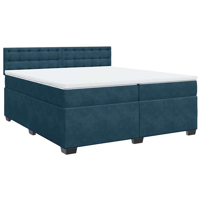Pat box spring cu saltea, albastru, 200x200 cm, catifea - WALTI WALTI