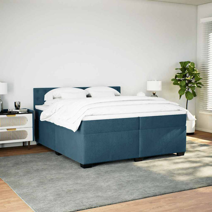 Pat box spring cu saltea, albastru, 200x200 cm, catifea - WALTI WALTI