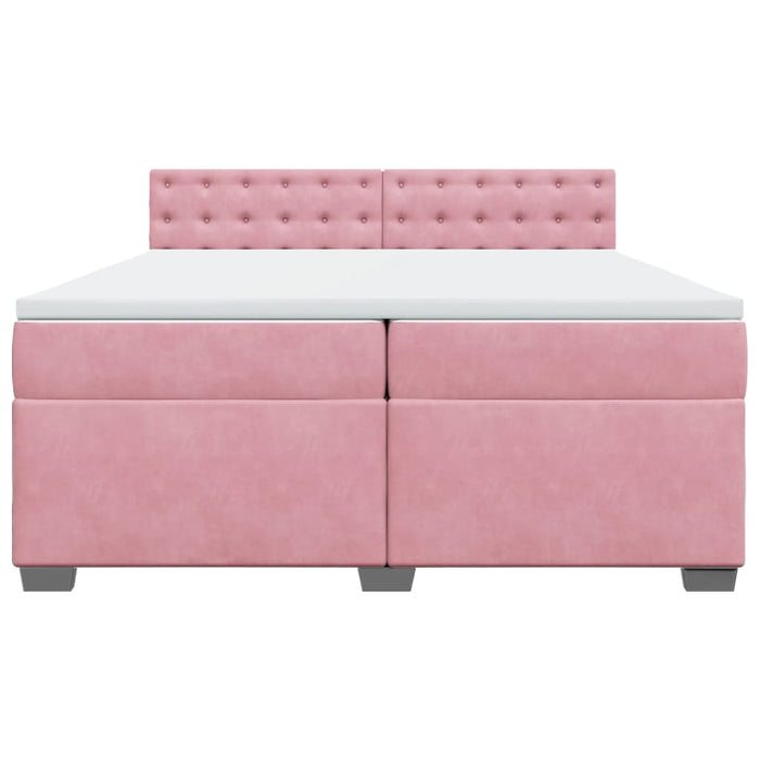 Pat box spring cu saltea, roz, 200x200 cm, catifea - WALTI WALTI