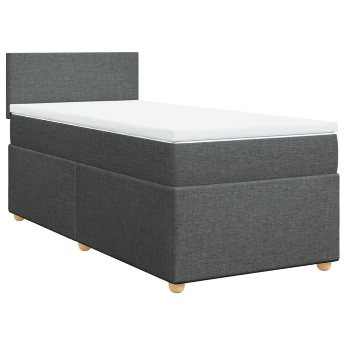 Pat box spring cu saltea, gri închis, 80x200 cm, textil WALTI