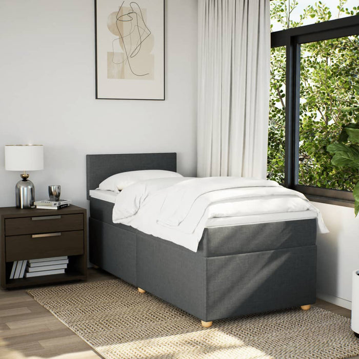 Pat box spring cu saltea, gri închis, 80x200 cm, textil WALTI