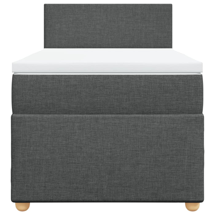 Pat box spring cu saltea, gri închis, 80x200 cm, textil WALTI