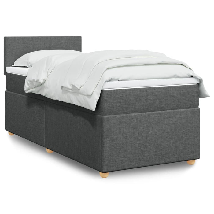 Pat box spring cu saltea, gri închis, 80x200 cm, textil WALTI