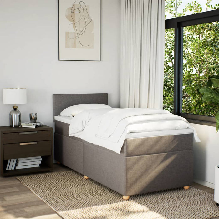 Pat box spring cu saltea, gri taupe, 80x200 cm, textil - WALTI WALTI