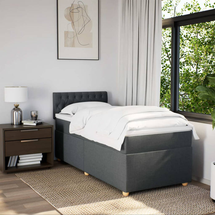 Pat box spring cu saltea, gri închis, 80x200 cm, textil - WALTI WALTI