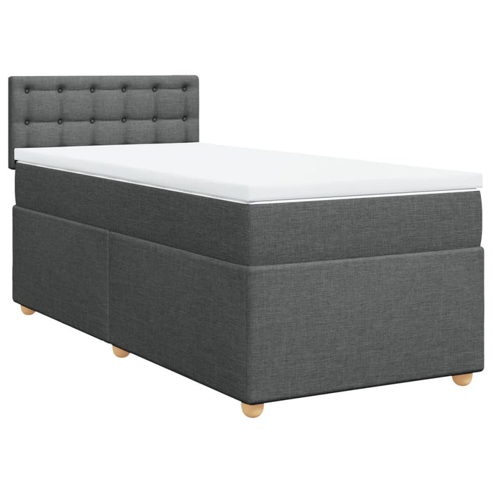 Pat box spring cu saltea, gri închis, 80x200 cm, textil WALTI
