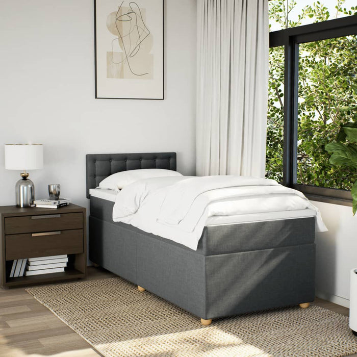 Pat box spring cu saltea, gri închis, 80x200 cm, textil WALTI
