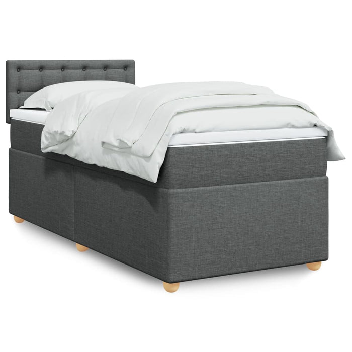 Pat box spring cu saltea, gri închis, 80x200 cm, textil WALTI