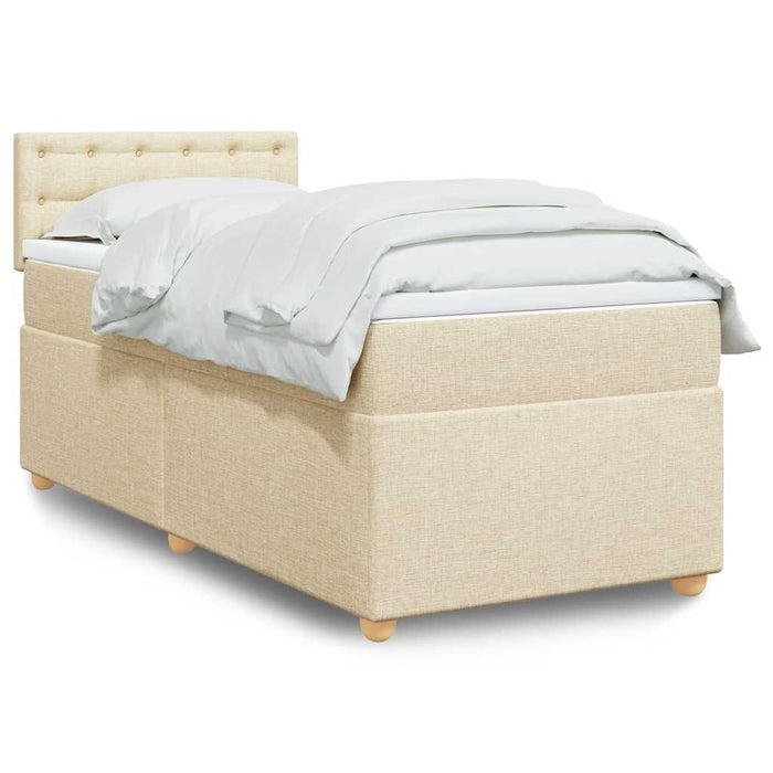 Pat box spring cu saltea, crem, 80x200 cm, textil - WALTI WALTI