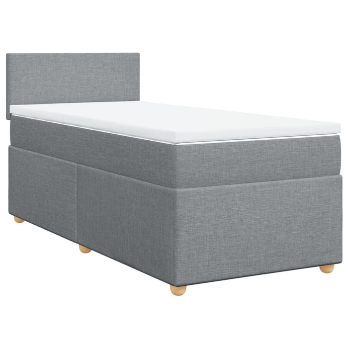 Pat box spring cu saltea, gri deschis, 90x190 cm, textil - WALTI WALTI