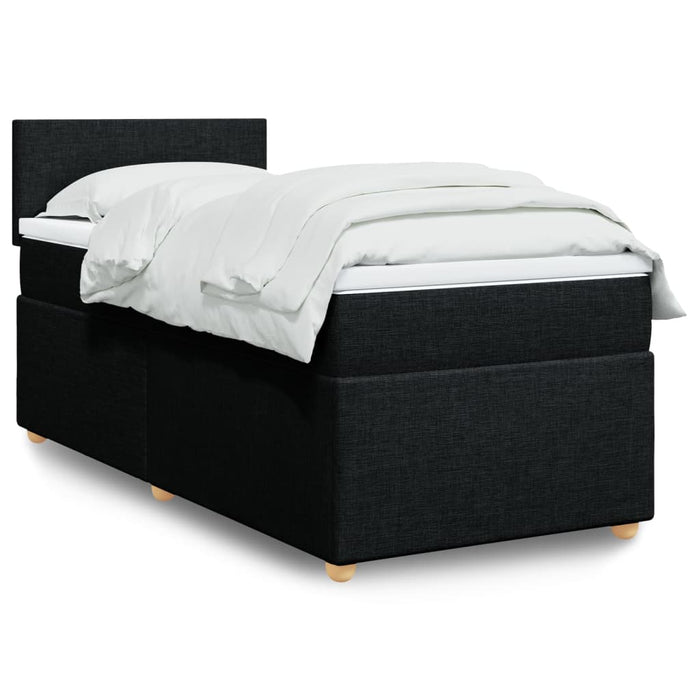 Pat box spring cu saltea, negru, 90x190 cm, textil - WALTI WALTI
