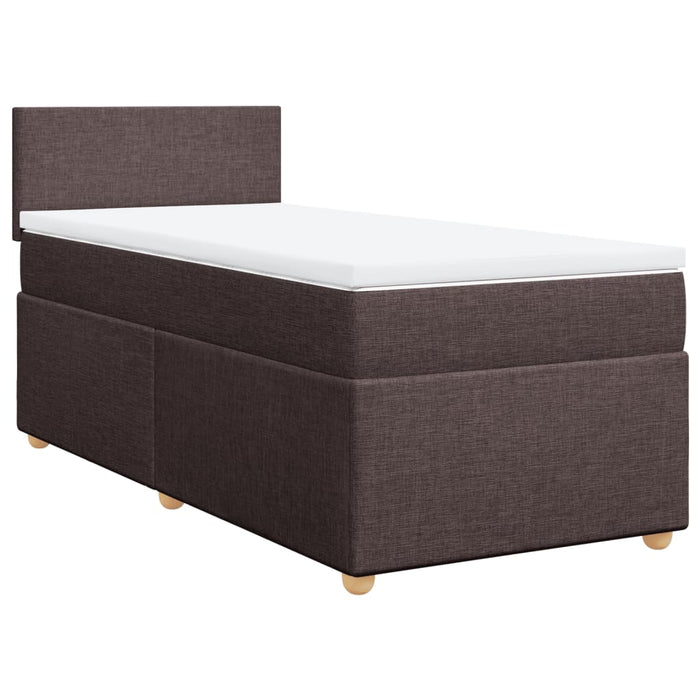 Pat box spring cu saltea, maro închis, 90x190 cm, textil WALTI