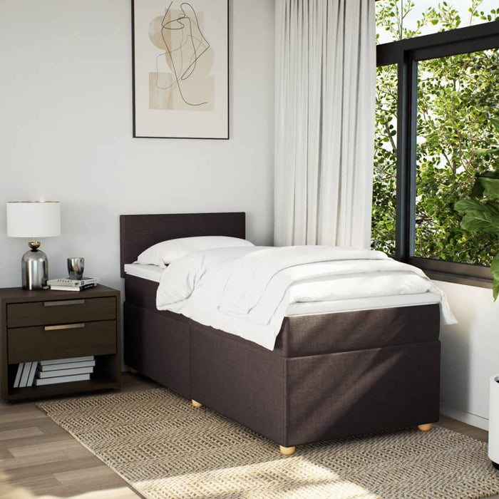 Pat box spring cu saltea, maro închis, 90x190 cm, textil WALTI