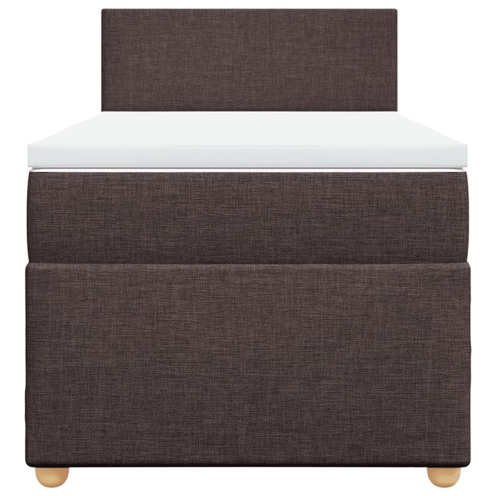 Pat box spring cu saltea, maro închis, 90x190 cm, textil WALTI
