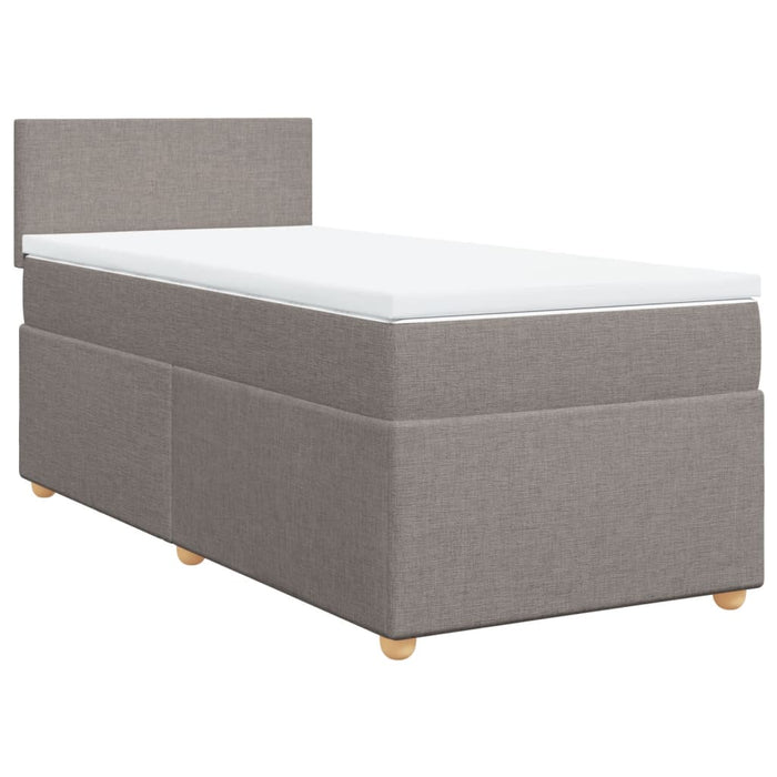 Pat box spring cu saltea, gri taupe, 90x190 cm, textil - WALTI WALTI