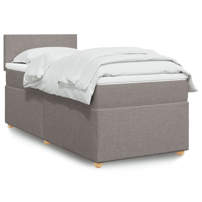 Pat box spring cu saltea, gri taupe, 90x190 cm, textil - WALTI WALTI