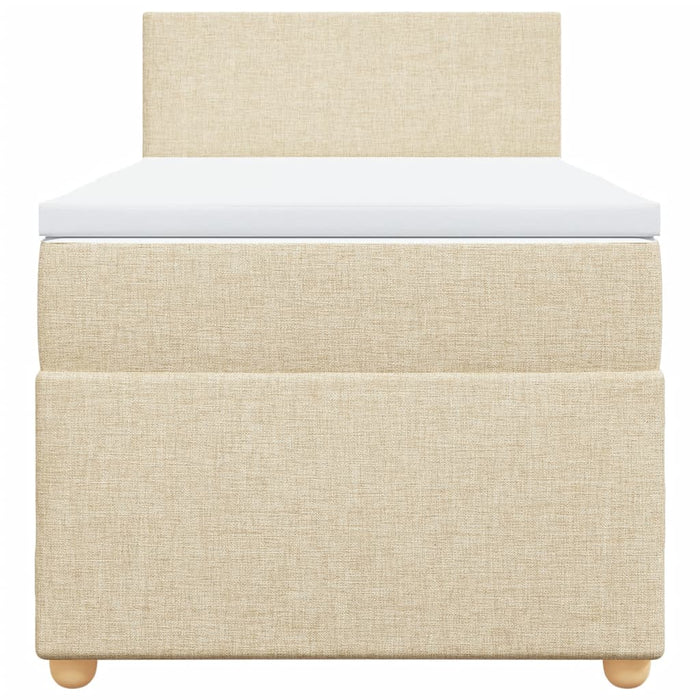 Pat box spring cu saltea, crem, 90x190 cm, textil WALTI
