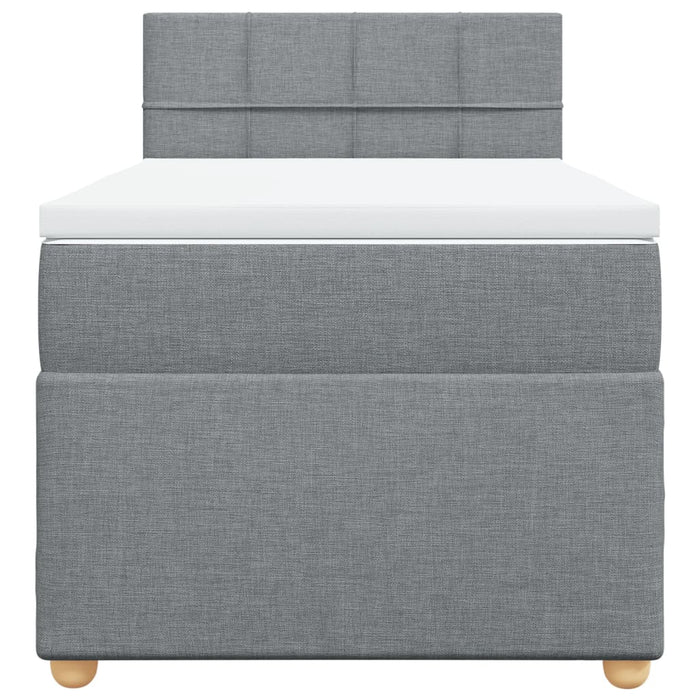 Pat box spring cu saltea, gri deschis, 90x190 cm, textil - WALTI WALTI