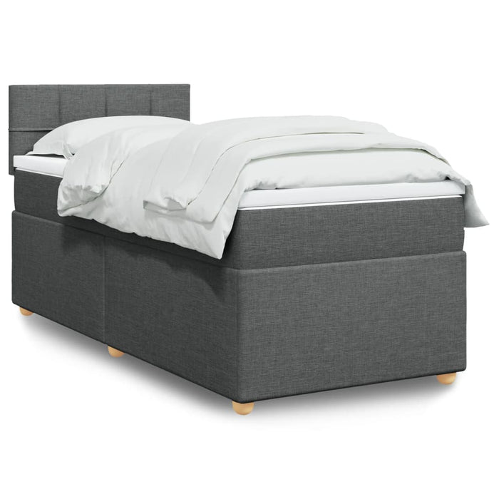 Pat box spring cu saltea, gri închis, 90x190 cm, textil - WALTI WALTI